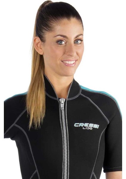 Lido Lady Shorty Dalış Elbisesi Black - Aquamarıne-2mm - L fırsatları