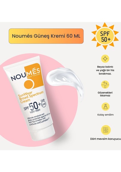 Spf 50+ Leke Karşıtı, Aydınlatıcı, Ton Eşitleyici, Akne Karşıtı, Nemlendirici Güneş Kremi 60 ml