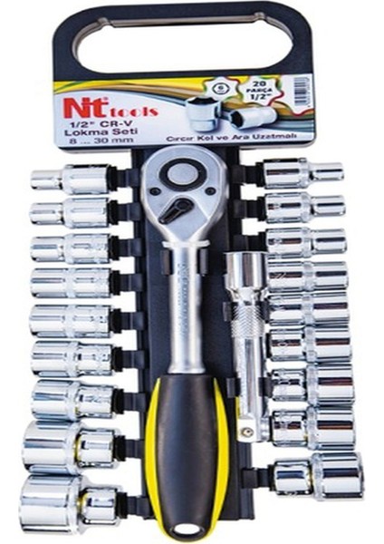 NCSET71 20 Parça 1/2'' Altı Köşe Crv Lokma Seti