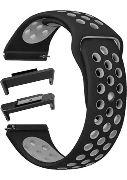 Huawei Watch Fit3 Kordon Delikli Çift Renk Silikon Antrasit