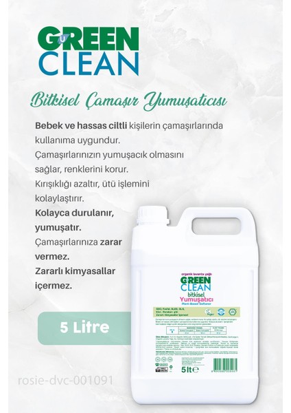 Green Clean Yumuşatıcı 5 Lt, Çamaşır Suyu 1 Lt, B.makinesi Deterjanı ve Rosıe