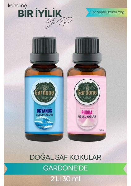 Okyanus + Pudra (Oda Kokusu Aroma Terapi Buhurdanlık/difüzör Yağı) Set 2 Adet x 30 ml