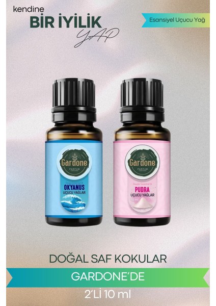 Pudra + Okyanus (Oda Kokusu Aroma Terapi Buhurdanlık/difüzör Yağı) Set 2 Adet x 10 ml