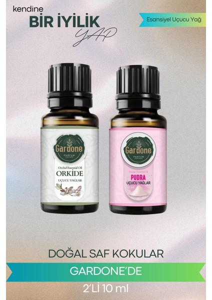 Pudra + Orkide (Oda Kokusu Aroma Terapi Buhurdanlık/difüzör Yağı) Set 2 Adet x 10 ml