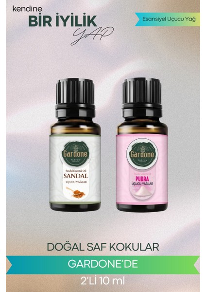 Sandal + Pudra (Oda Kokusu Aroma Terapi Buhurdanlık/difüzör Yağı) Set 2 Adet x 10 ml