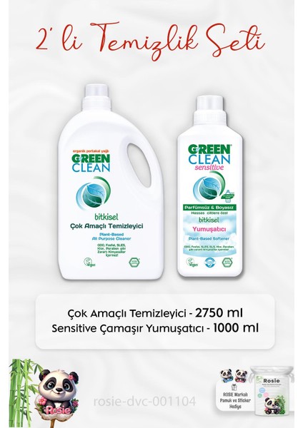 Çok Amaçlı Temizleyici 2750 Ml, Sensitive Yumuşatıcı 1 Lt ve Rosıe