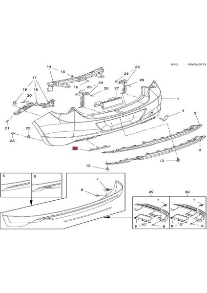 Opel Astra J Arka Sağ Tampon Reflektörü 1223027