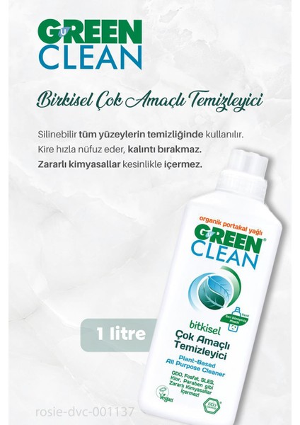 Green Clean Çamaşır Yumuşatıcı 2750 Ml, Çok Amaçlı Temizleyici 1 Lt ve Rosıe