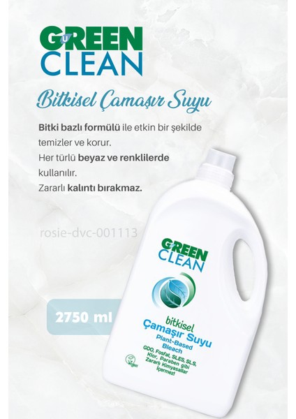 Green Clean Çamaşır Suyu 2750 Ml, B.makinesi Jel Deterjanı 1 Lt ve Rosıe