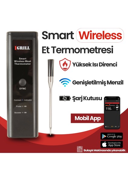 Et Termometresi Smart Wireless Barbekü Sıcaklık Ölçer