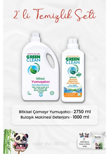 Green Clean Çamaşır Yumuşatıcı 2750 Ml, B.makinesi Jel Deterjanı1 Lt ve Rosıe