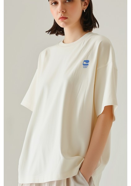 Toxic People Oversize T-Shirt Kadın - Ekru