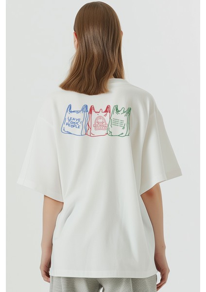 Toxic People Oversize T-Shirt Kadın - Ekru fiyatları