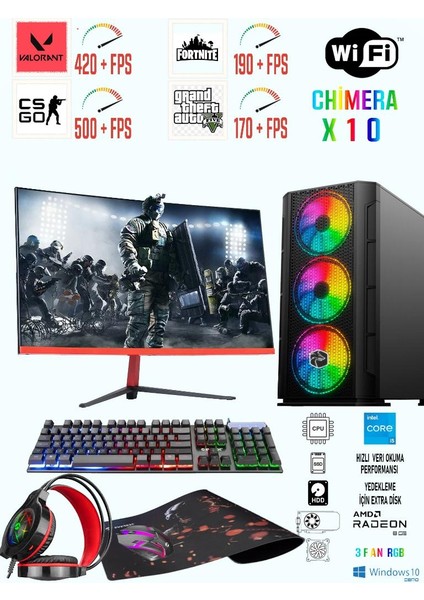 Chimera X10 I5 9400F / RX580 8gb / 256GB SSD 1tb HDD / 16GB Ram / 23.6'' Curved Oyuncu Bilgisayarı