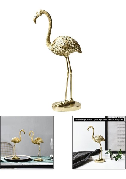 Altın Flamingo Heykelcik Heykel Ev Oturma Odası Süslemeleri A (Yurt Dışından)