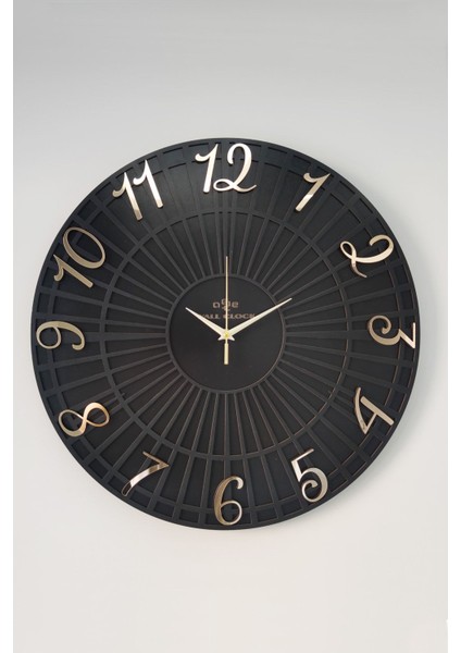 Striped Pattern Siyah & Gold 37 x 37 cm Duvar Saati Sessiz Mekanizma modelleri