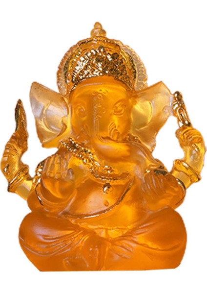 Ganesha Heykeli Fil Buddha Heykeliı Reçine Heykel Süsleri Turuncu 7.6x7.5x8.5cm (Yurt Dışından) modelleri