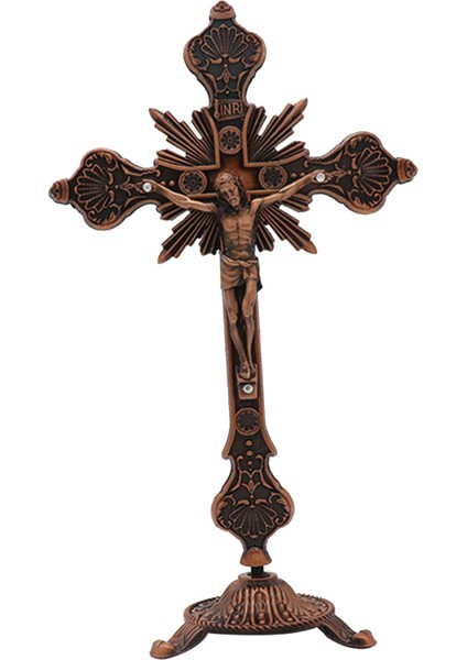 Ayakta Duran Haç 10 Inç Metal Masa Haç Masa Üstü Şapel Ev Dekor Antika Kırmızı (Yurt Dışından) fırsatları