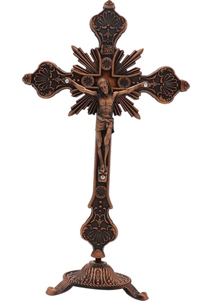 Ayakta Duran Haç 10 Inç Metal Masa Haç Masa Üstü Şapel Ev Dekor Antika Kırmızı (Yurt Dışından) indirimleri