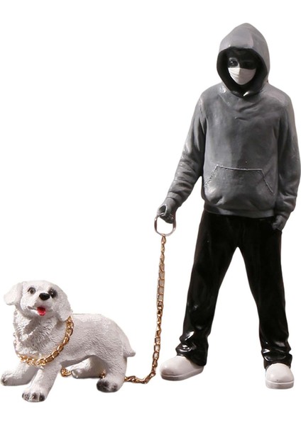 Reçine Figürinleri Soyut Insan Heykel Koleksiyonu Parti Köpekleri Heykel Gri (Yurt Dışından)