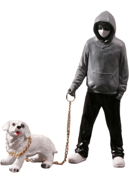 Reçine Figürinleri Soyut Insan Heykel Koleksiyonu Parti Köpekleri Heykel Gri (Yurt Dışından) fiyatları