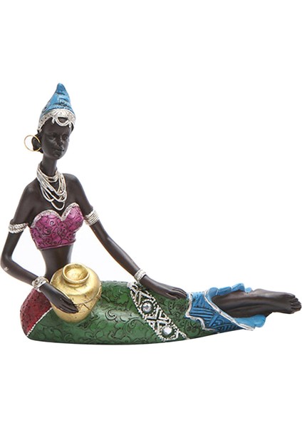 Nefis Afrika Heykel Tribal Bayan Kadın Heykelcik Reçine Heykeli Sanat Hediye B 16.5X6X15 cm (Yurt Dışından)