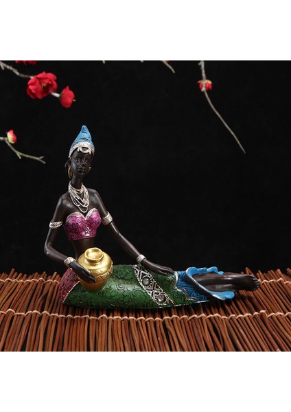 Nefis Afrika Heykel Tribal Bayan Kadın Heykelcik Reçine Heykeli Sanat Hediye B 16.5X6X15 cm (Yurt Dışından) modelleri