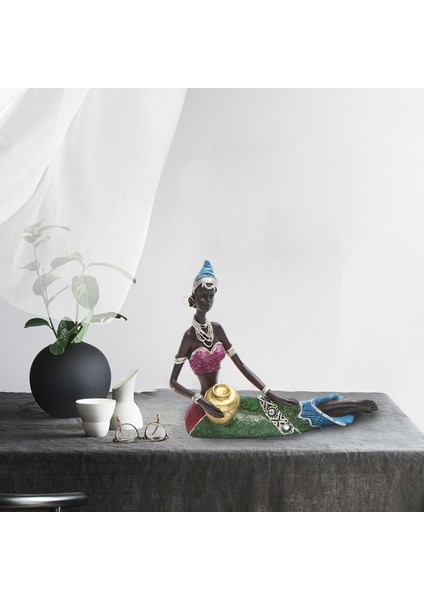 Nefis Afrika Heykel Tribal Bayan Kadın Heykelcik Reçine Heykeli Sanat Hediye B 16.5X6X15 cm (Yurt Dışından) fırsatları