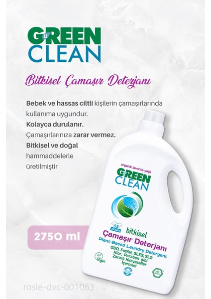 Bitkisel Sıvı Çamaşır Deterjanı 2750 Ml, Çamaşır Yumuşatıcısı 5 Lt ve Rosıe