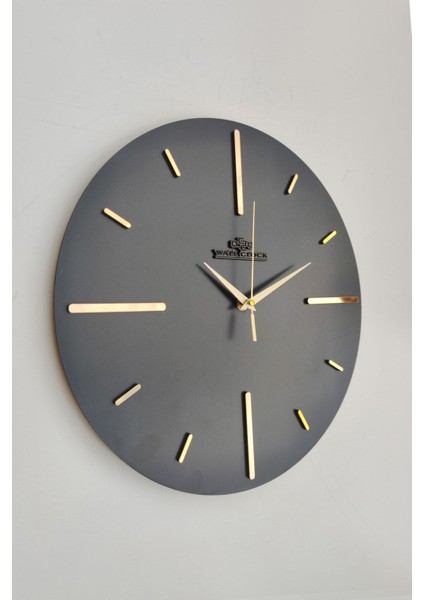 Özel Aynalı Duvar Saati Sessiz Siyah & Gold Mekanizma 37 x 37 cm