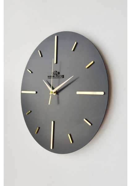 Özel Aynalı Duvar Saati Sessiz Siyah & Gold Mekanizma 37 x 37 cm modelleri