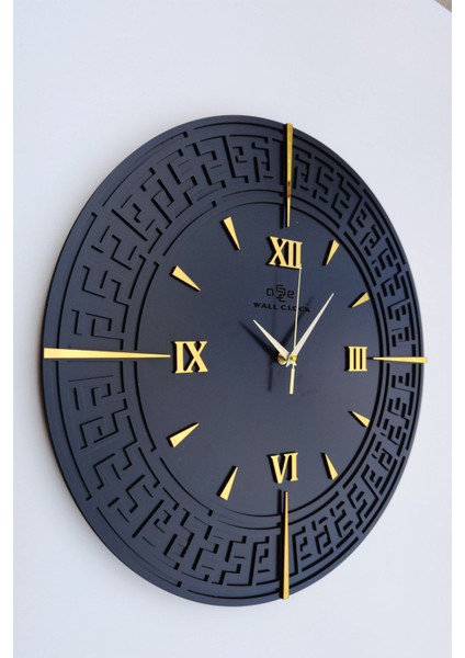 Özel Dekoratif Siyah & Gold Aynalı Duvar Saati 50 x 50 cm
