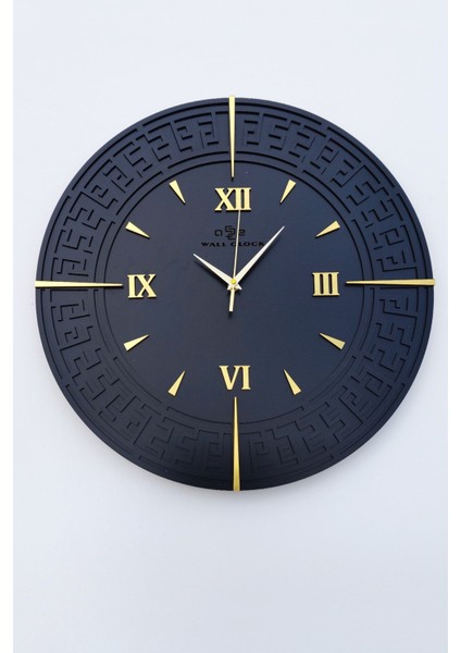 Özel Dekoratif Siyah & Gold Aynalı Duvar Saati 50 x 50 cm fiyatları