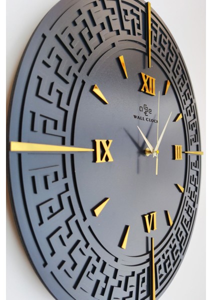 Özel Dekoratif Siyah & Gold Aynalı Duvar Saati 50 x 50 cm fırsatları