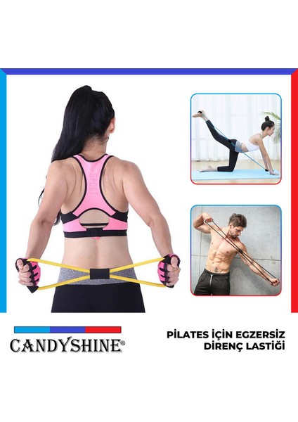 Candy Shine Pilates Jimnastik Egzersiz Direnç Lastik Yoga Spor Kondisyon Aerobik Vücut Şekillendir Sıkılaştır