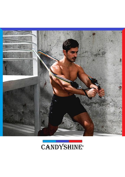 Candy Shine 10 Parça Kondisyon Kardiyo Aerobik Fitness Egzersiz Direnç Lastiği Seti Pilates Yoga Spor Aleti