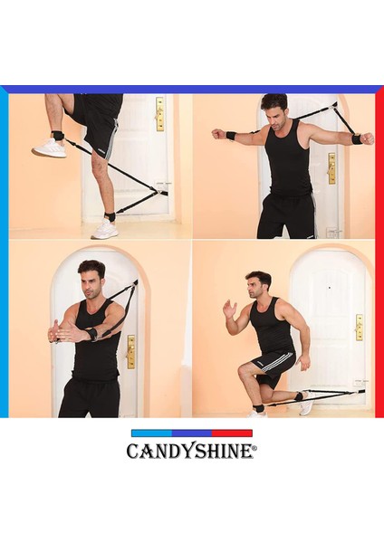 Candy Shine 10 Parça Kondisyon Kardiyo Aerobik Fitness Egzersiz Direnç Lastiği Seti Pilates Yoga Spor Aleti