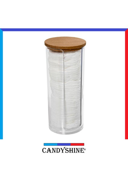 Candy Shine Ahşap Kapak Disk Pamukluk Organizer Modern Disk Pamuk Düzenleyici Şık Pamukluk 1 Adet