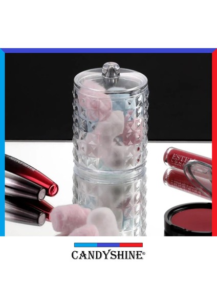 Candy Shine Diamond Premium Lüx Silindir Pamuk Organizeri Modern Lüx Makyaj Kozmetik Düzenleyici Şık Organizer