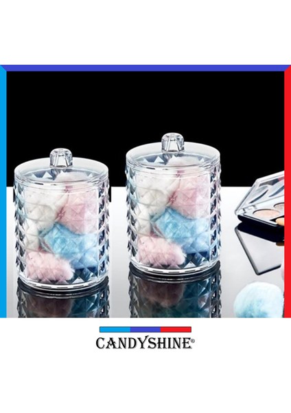 Candy Shine Diamond Premium Lüx Silindir Pamuk Organizeri Modern Lüx Makyaj Kozmetik Düzenleyici Şık Organizer