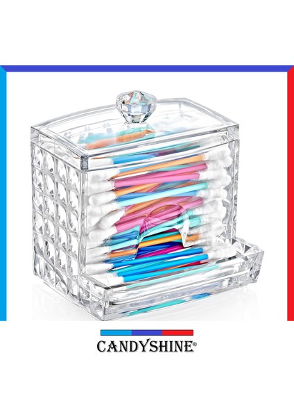 Candy Shine Diamond Premium Pamuklu Çubuk Organizer Modern Kozmetik Düzenleyici Şık Pamukluk Makyaj Organizer