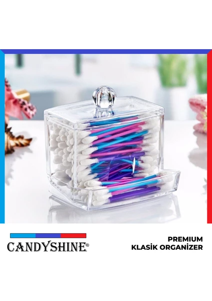 Candy Shine Premium Klasik Pamuklu Çubuk Organizer Modern Kozmetik Düzenleyici Şık Pamukluk Makyaj Organizer