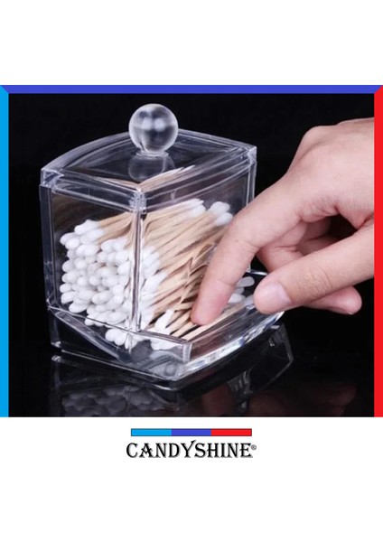 Candy Shine Premium Klasik Pamuklu Çubuk Organizer Modern Kozmetik Düzenleyici Şık Pamukluk Makyaj Organizer