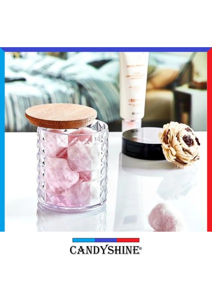 Candy Shine Ahşap Kapak Diamond 3'lü Organizer Set Modern Pamukluk Düzenleyici Şık 3'lü Pamukluk Set Elmas Şekil