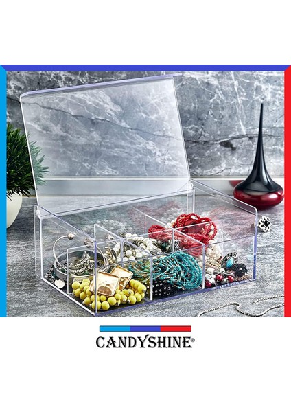 CandyShine Çay Kutusu 6 Bölmeli Kapaklı Poşet Bitki Çayı Saklama Kabı