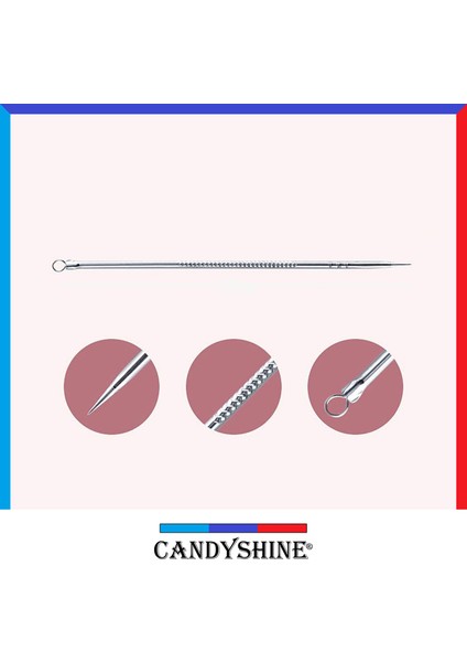 CandyShine Deluxe Premium Siyah Nokta Temizleme Aleti Komedon 4 Parça Paslanmaz Çelik Hijyenik Saklama Kutulu