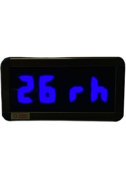 Dijital LED Duvar ve Masa Saati Derece ve Nem - Mavi (Kasa Ölçüsü: 16X40 Cm)