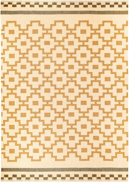 Tekno Trust Dikdörtgen Soft Kilim - Sarı - 160 x 230 cm Pamuk Polyester Sarı Makine Halısı Salon / Oturma Odası D