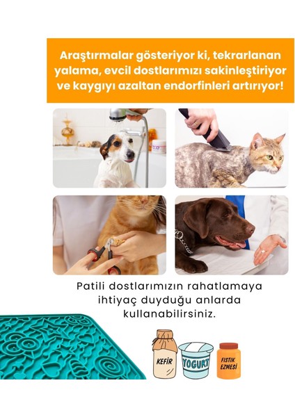 O'yalama Matı Köpek ve Kediler Için Yalama Matı Turkuaz Renkli Vakumlu Yapışkanlı Lickmat