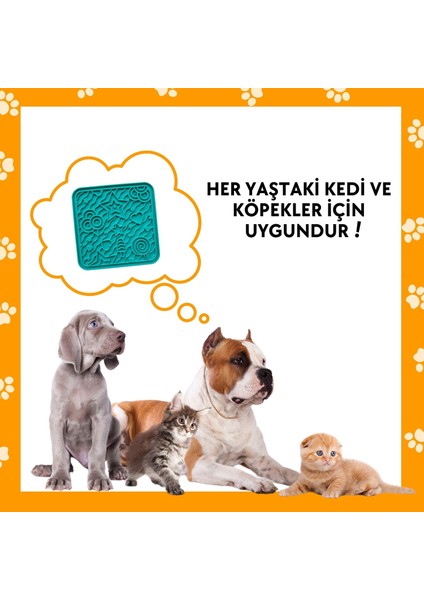 O'yalama Matı Köpek ve Kediler Için Yalama Matı Turkuaz Renkli Vakumlu Yapışkanlı Lickmat